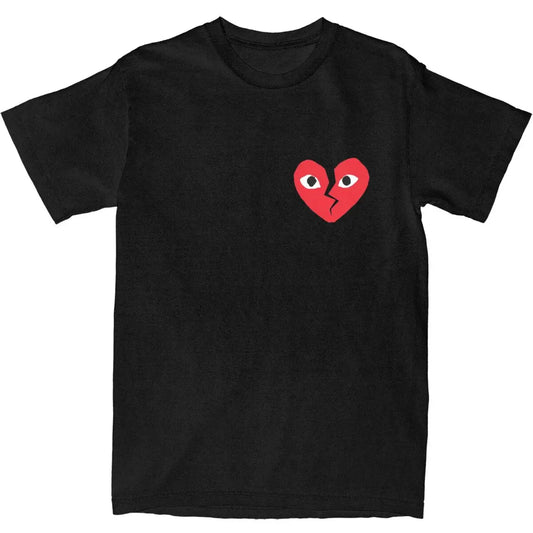 T-shirt Streetwear Coton Luxe Rouge Cœur Hip Hop Homme Été